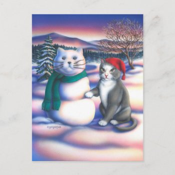 Snow Cats Postcard by gailgastfield at Zazzle