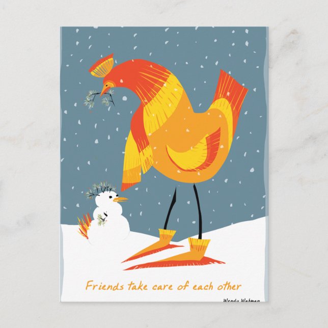 Snow Chicken Friends Postcard (Front)