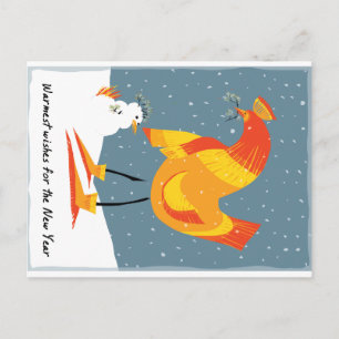 Snow chicken holiday card