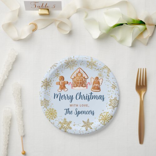 Snow Christmas Gingerbread House Decorating Party Paper Plates