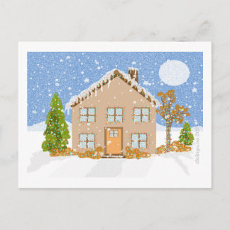 Snow Christmas Home Holiday Postcard