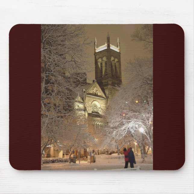 snow_church_couple_tv mouse pad (Front)