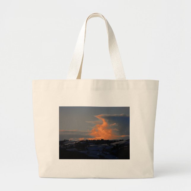 Snow Cloud over Newtown, Powys Large Tote Bag (Front)