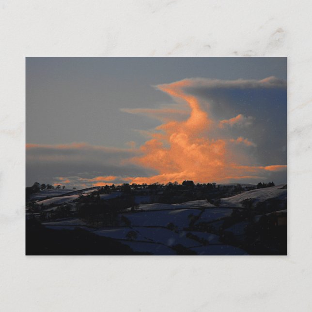 Snow Cloud over Newtown, Powys Postcard (Front)