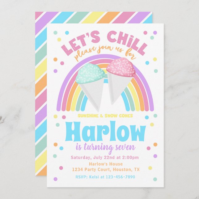 Snow Cone Birthday Invitation (Front/Back)