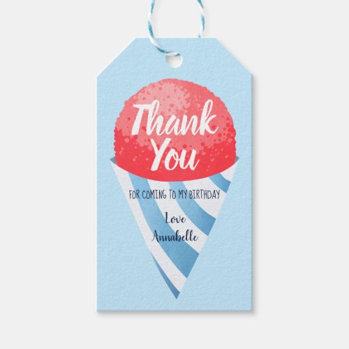 Snow Cone Kids Birthday Thank You Gift Tags
