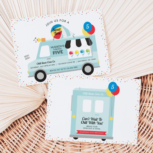 Snow Cone Truck Birthday Party Invitation