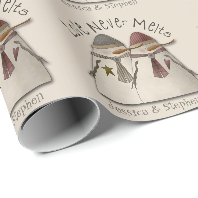 Snow Couple Customizable Wrapping Paper (Roll Corner)