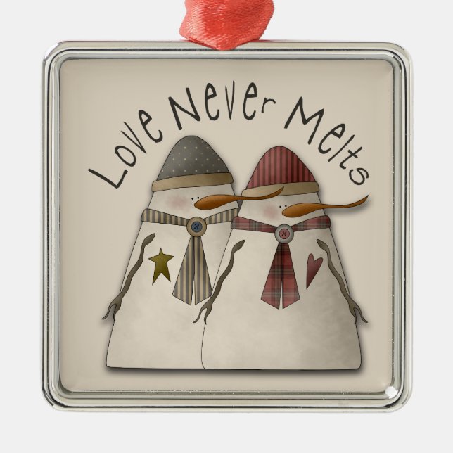 Snow Couple Metal Ornament (Front)