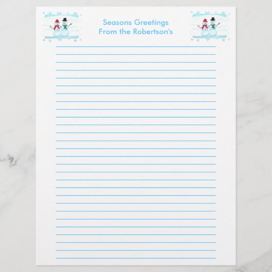 Snow Couple personalized Christmas letterhead (Front)