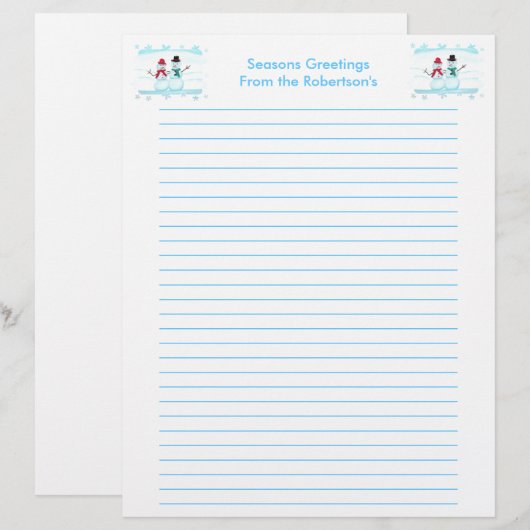Snow Couple personalized Christmas letterhead (Front/Back)