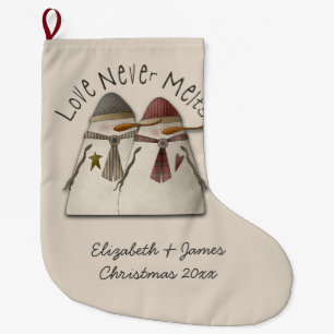 Snow Couple Personalized Large Christmas Stocking