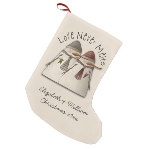 Snow Couple Personalized Small Christmas Stocking