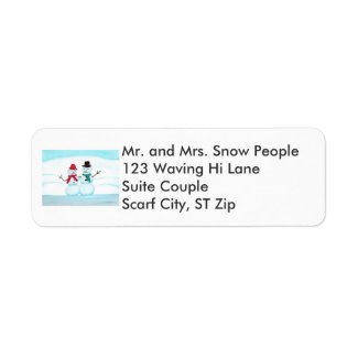 Snow Couple Waving Hi Christmas Address Labels