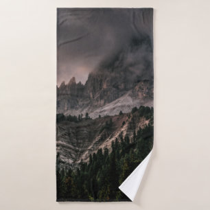 SNOW COVER MOUNTAIN DURING GRAY CLOUDY SKIES BATH TOWEL