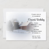 Snow Covered Barn Winter Birthday Party Invitation (Front)