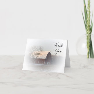 Snow Covered Barn Winter Country Thank You Card