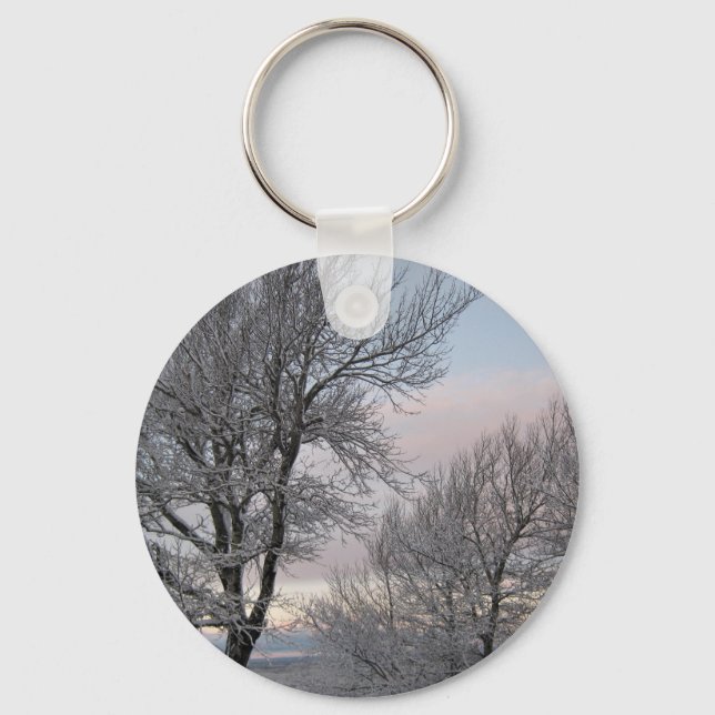 Snow Covered Branches Keychain (Front)