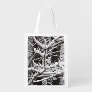 Snow-covered Branches Reusable Grocery Bag