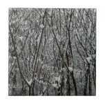 Snow Covered Branches Winter Abstract Ceramic Tile