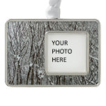 Snow Covered Branches Winter Abstract Christmas Ornament