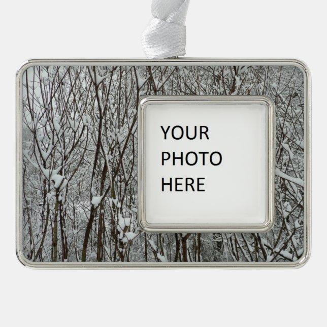 Snow Covered Branches Winter Abstract Christmas Ornament (Front)