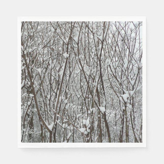 Snow Covered Branches Winter Abstract Napkins (Front)