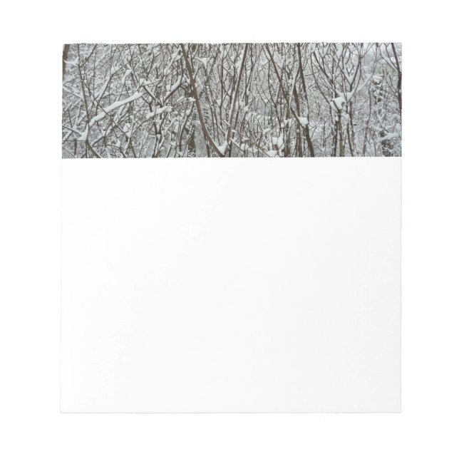 Snow Covered Branches Winter Abstract Notepad (Front)
