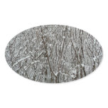 Snow Covered Branches Winter Abstract Oval Sticker