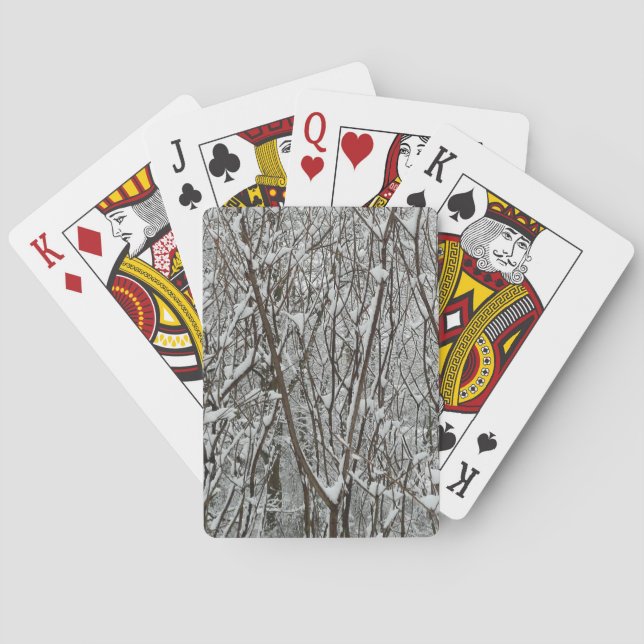 Snow Covered Branches Winter Abstract Poker Cards (Back)