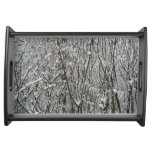 Snow Covered Branches Winter Abstract Serving Tray