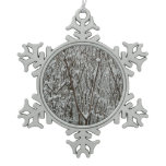 Snow Covered Branches Winter Abstract Snowflake Pewter Christmas Ornament