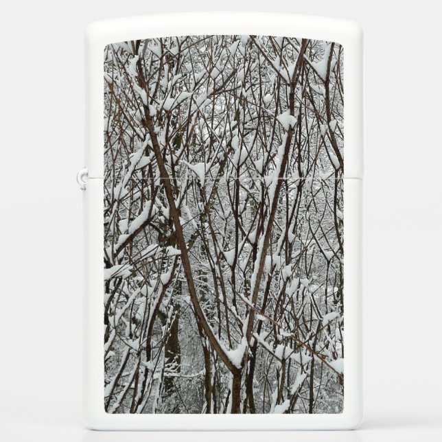Snow Covered Branches Winter Abstract Zippo Lighter (Front)