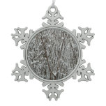 Snow Covered Branches Winter Snowflake Pewter Christmas Ornament