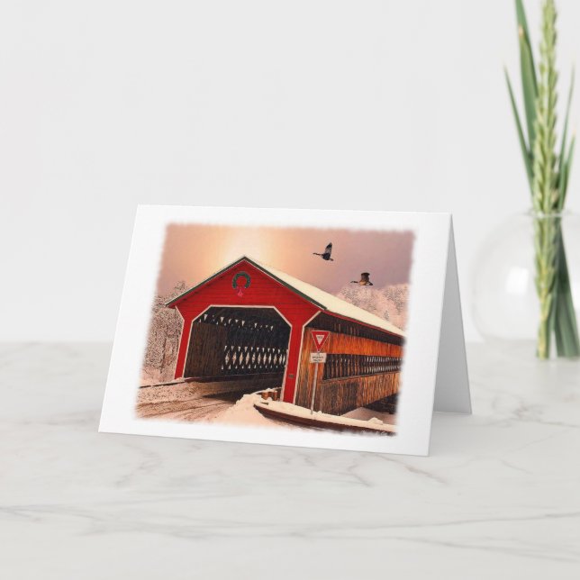 Snow Covered Bridge Greeting Card (Front)