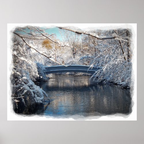 Snow Covered Bridge Poster