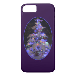 Snow Covered Brightly Lit Christmas Tree iPhone 8/7 Case