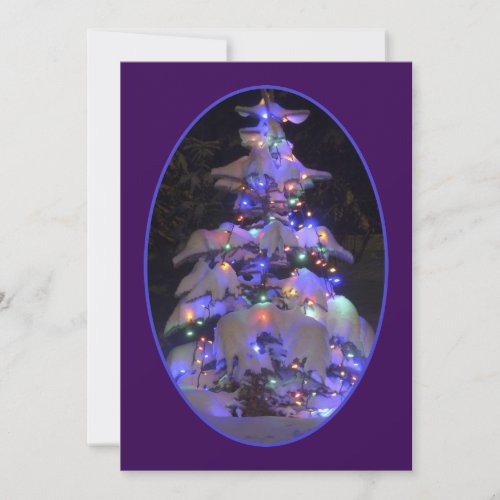 Snow Covered Brightly Lit Christmas Tree Invitation