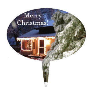 Snow Covered Christmas Cake Topper
