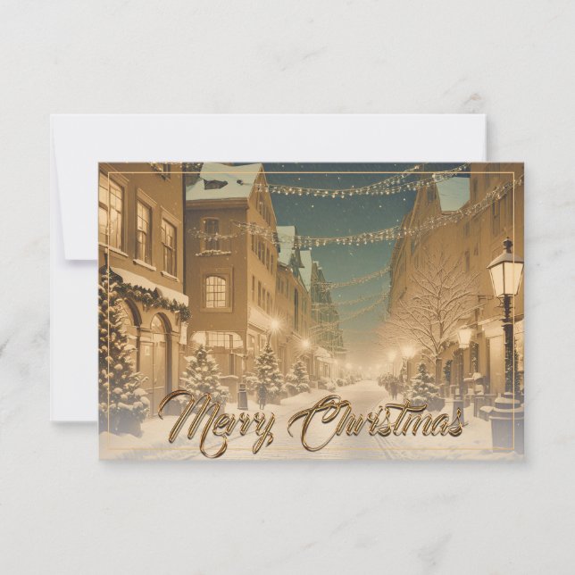 Snow-covered Christmas Streets in a Downtown (Front)