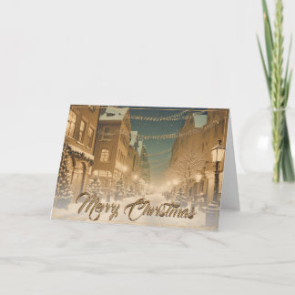 Snow-covered Christmas Streets in a Downtown Card