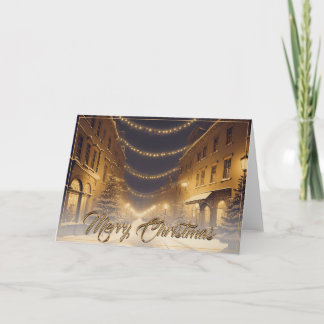 Snow-covered Christmas Streets in a Downtown Card
