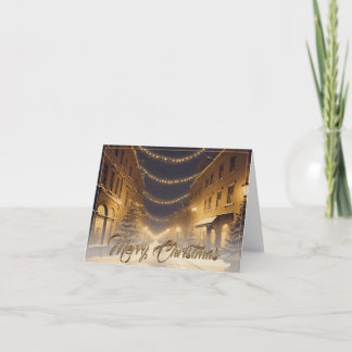 Snow-covered Christmas Streets in a Downtown Card