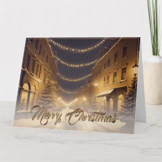 Snow-covered Christmas Streets in a Downtown Card
