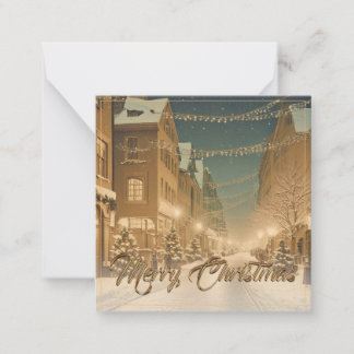 Snow-covered Christmas Streets in a Downtown Note Card