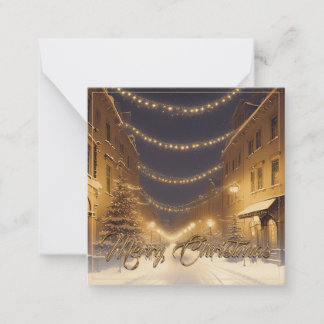 Snow-covered Christmas Streets in a Downtown Note Card