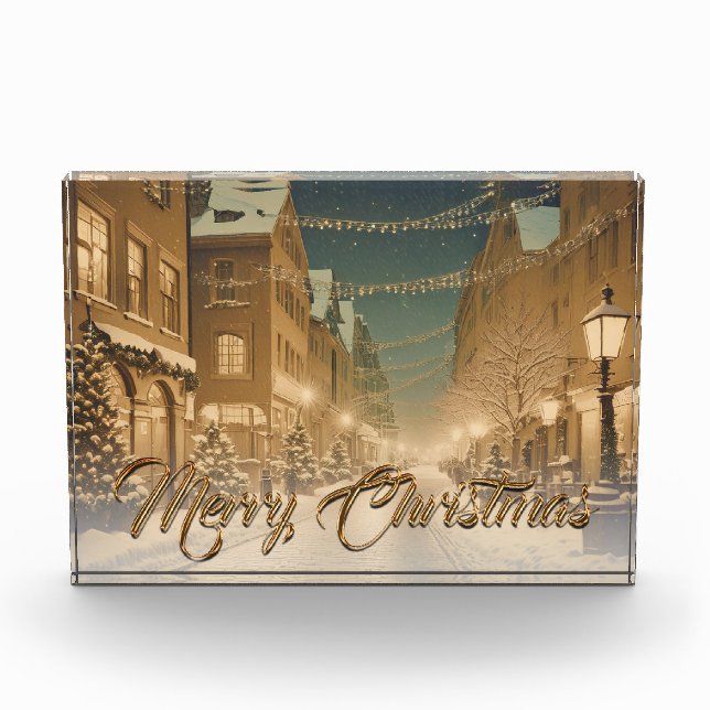 Snow-covered Christmas Streets in a Downtown Photo Block (Front)