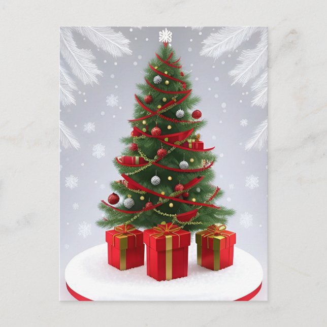 🎄 Snow Covered Christmas Tree Glow ❄️ Festive  Postcard (Front)