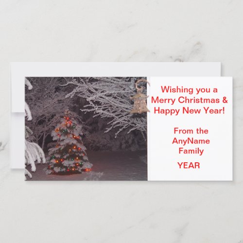 Snow Covered Christmas Tree Holiday Photo Card