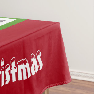 Snow Covered Christmas Tree Lights Red Green Small Tablecloth
